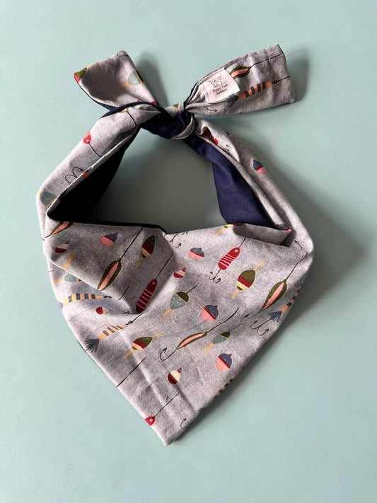 Dog Bandana Fish Hook Theme Gone Fishing Pet Scarf Outdoor Enthusiast Gift New Dog Lake Life Pet Neckwear Camping Puppy Adventure Apparel