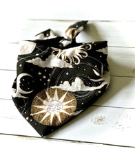 Load image into Gallery viewer, Dog Bandana Tarot Inspired with Celestial Moon Phases Design Mystical Pet Accessory Stylish &amp; Unique Dog Scarf Astrology Lovers Gift Idea
