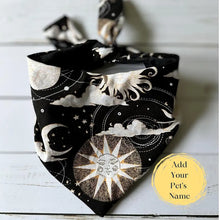 Load image into Gallery viewer, Dog Bandana Tarot Inspired with Celestial Moon Phases Design Mystical Pet Accessory Stylish &amp; Unique Dog Scarf Astrology Lovers Gift Idea
