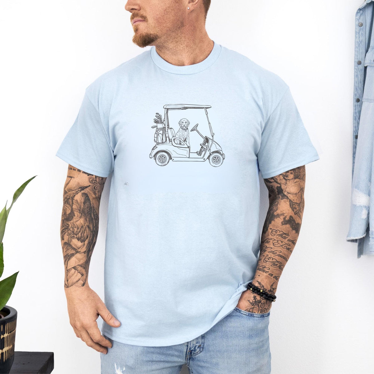 Golden Doodle Dad Golf T-Shirt Dog Father Gift Idea Outdoor Sports Enthusiast Apparel Dog Breed Theme Present For Golfer