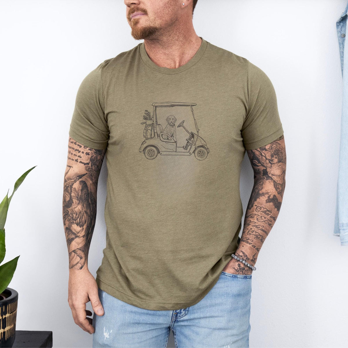 Golden Doodle Dad Golf T-Shirt Dog Father Gift Idea Outdoor Sports Enthusiast Apparel Dog Breed Theme Present For Golfer